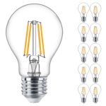 Confezione Multipack 10x Philips MASTER Value LED Bulbo E27 Pera Chiara 3.4W 470lm - 927 Bianco Molto Caldo | Miglior resa cromatica - Dimmerabile - Sostitutiva 40W