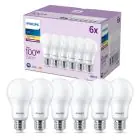 Confezione Multipack 6x Philips Bulbo LED E27 Pera Ghiaccio 13W 1521lm - 827 Bianco Molto Caldo